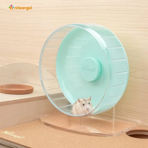 Vista 4 de Niteangel Ruedas de ejercicio súper silenciosas para hámster: ruedas giratorias silenciosas para hámster con soporte ajustable para hámsters, Verde