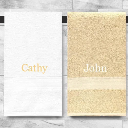 Vista 6 de Personalized Embroidered Soft Bath Towels - 2 Piece Decorative Towel Set for Bathroom, Gym, Sauna, Shower, Spa, Pool, & College Dorm - Cotton (Sage)