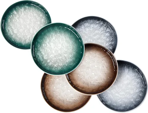 Eglaf Platos pequeños de cerámica para aperitivos de 6 pulgadas, textura de ondas de agua degradadas de porcelana en relieve, platos de postre para