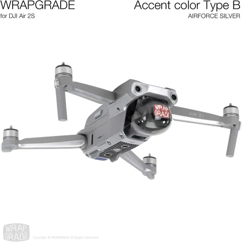 Vista 3 de WRAPGRADE Funda compatible con DJI Air 2S Color de acento B (Airforce Silver)