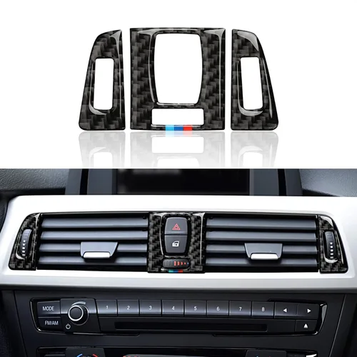 3PCS Car AC Decal Carbon Fiber Sticker Trim Cover fits for BMW 3 4 Series F30 F31 F34 3GT F32 F33 F36 2012-2019 Accessories
