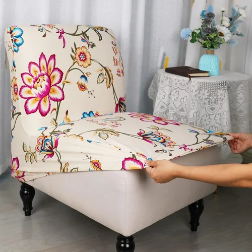 Vista 4 de Liykimt Funda de Silla de Acento Sin Brazos, Funda de Silla Deslizante de Tela Elástica de Spandex Extraíble para Sillas Sin Brazos, Protector