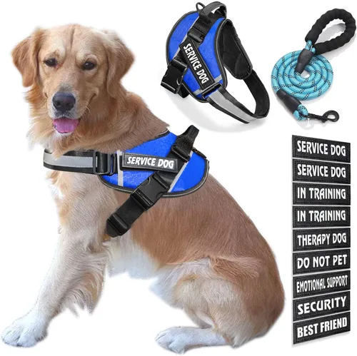 Vista 36 de Chaleco para Perro de Servicio, 9 Parches Arnés para Perro sin Tirones y Correa con Asa, Chaleco para Mascota Fácil de Poner y Quitar con Correas