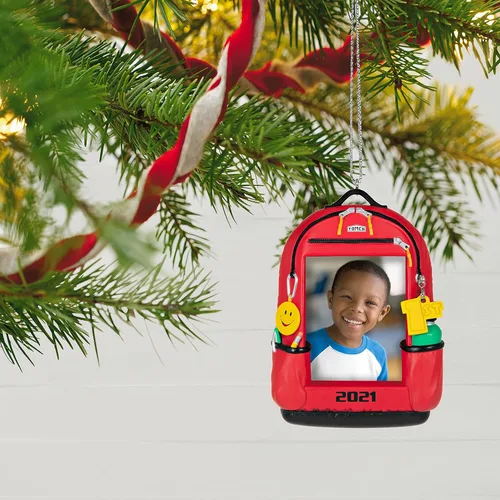 Vista 6 de Hallmark Keepsake Adorno de Navidad, año 2021, mochila de recuerdos escolares marco de fotos