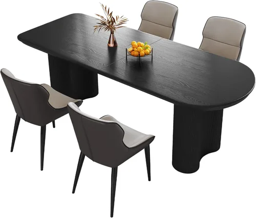 Vista 18 de Mesa de comedor de 55.11 pulgadas para 4-6 personas, mesa de comedor rectangular, mesas de comedor modernas para cocina, sala de estar, mesas