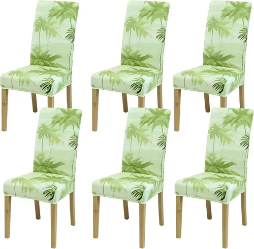 Vista 7 de Fundas para Sillas de Comedor, Juego de Fundas para Sillas de Comedor de 4 Piezas, Fundas Elásticas para Sillas de Cocina, Fundas para Sillas