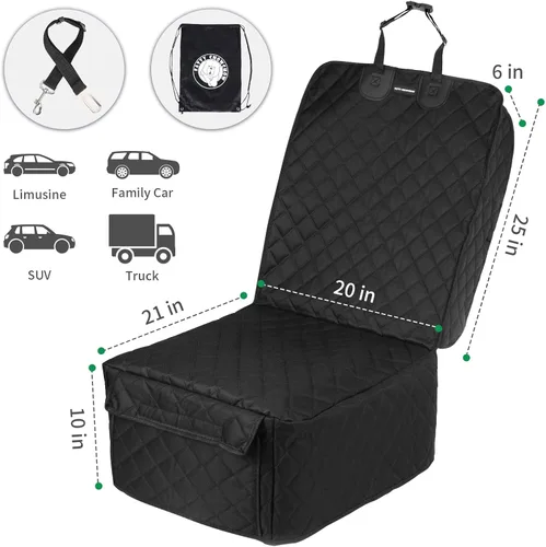 Vista 7 de Fundas de asiento de coche para perro, funda de asiento delantero con solapas laterales, 100% impermeable, protector de asiento de automóvil