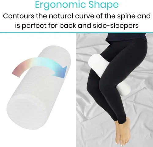 Vista 7 de Neck Roll Pillow - Cervical Cylinder Soft Bolster Lumbar Cushion for Leg, Back - Pain Relief - Small Firm Memory Foam Support for Sleeping, Bed