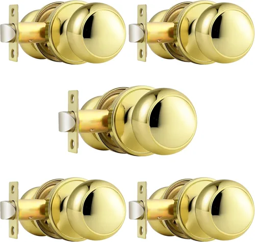 Vista 22 de Probrico Pomo de puerta de bola negra, función de paso para pasillo, armario, trastero, despensa, 1 paquete