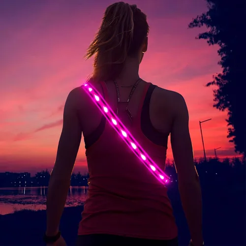 Vista 9 de Illumifun Cinturón LED para Correr - Fajín Iluminado Recargable por USB, Cinturón Elástico de Alta Visibilidad para Correr, Ciclismo, Senderismo