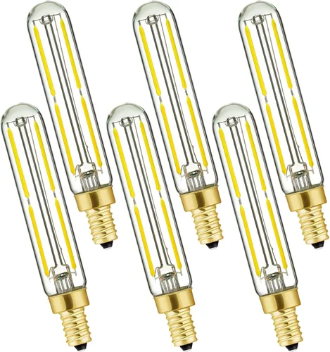 Vista 12 de Leools Bombilla LED regulable de 4 W, igual a 2500 K, ámbar blanco cálido T6 E12, bombilla de 40 vatios para candelabros, ventilador de techo