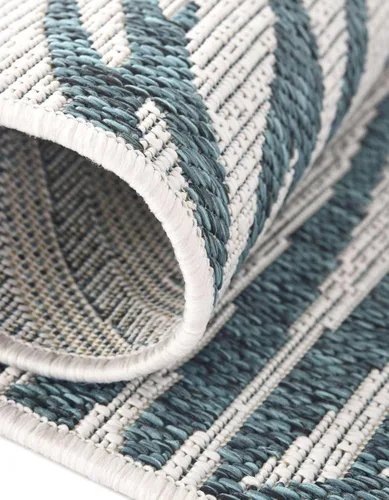 Vista 90 de Unique Loom - Tapete de la colección Outdoor Botanical, diseño de palmera (4.1 pies x 6.1 pies, rectangular, color azul/azul marino)