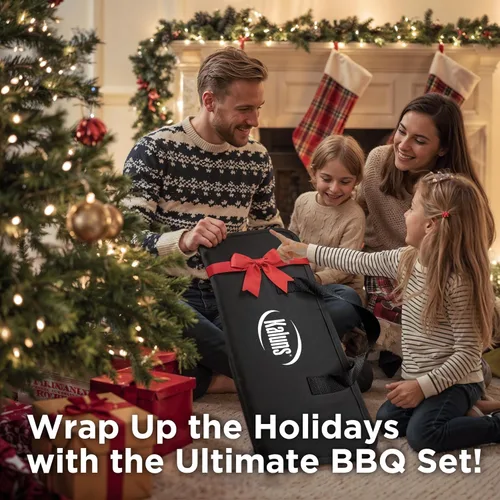 Vista 8 de Kaluns Accesorios para Parrilla, Regalos para Papá para Navidad Regalos para Parrilla, Juego de Parrilla de Acero Inoxidable Resistente