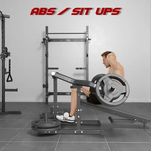 Vista 5 de Máquina de prensa de pecho de banco de pesas con 7 posiciones ajustables, inclinación plana para entrenamientos de brazos y abdominales