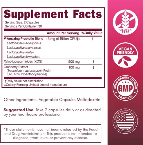 Vista 9 de SOON+ Probióticos vaginales para mujeres, V-Sync Probiótico vaginal con lactobacilo, arándano y prebióticos, apoya el equilibrio del pH