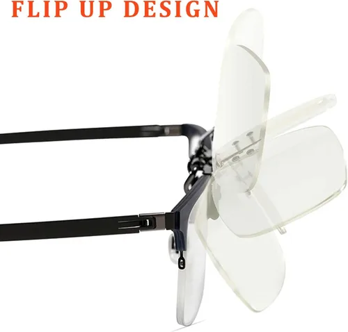 Vista 6 de Lentes de lectura con clip con función de bloqueo de luz azul para lentes graduados con clip unisex (transparente, 4.0)