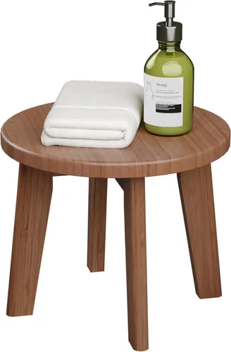 Vista 7 de Taburete de Apoyo para Pies de Ducha y Afeitado, Taburete de Paso de Bambú para Niños y Adultos, Taburetes Pequeños Portátiles de Madera para Dentro