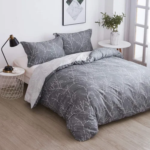 Vista 2 de OAITE - Juego de funda de edredón de 100% algodón con patrón floral, juego de ropa de cama suave que incluye 3 piezas
