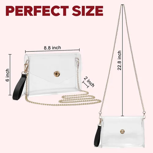 Vista 2 de Clear Purse Stadium Approved,Small Clear Crossbody Bag for Women,Fashion See Through Clutch Shoulder Bag