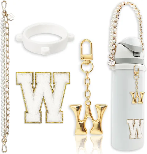 Vista 31 de Letter Handle Strap Accessories with Cute Initial Charm Compatible with Owala Water Bottle 24oz 32oz 40oz Owala Kids