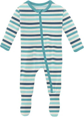 Vista 80 de KicKee Baby & Toddler - Pijama de viscosa ultrasuave de bambú con patas abatibles y puños