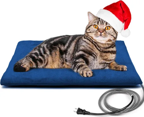 Vista 8 de Kiroto Almohadilla térmica para mascotas al aire libre para gatos y perros, alfombrilla térmica con cubierta impermeable y control automático