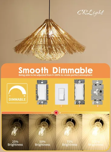 Vista 4 de CRLight Bombilla LED Edison regulable de 8 W, equivalente a 800 lúmenes, 3200 K, blanco suave, E26, vintage, transparente, ST64, bombillas LED