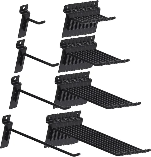 Vista 10 de Swpeet Kit surtido de 20 ganchos de pared resistentes de 2 pulgadas, accesorios Slatwall, ganchos para panel de pizarra, organización de garaje
