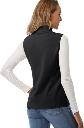Vista 5 de Valphsio Chaleco para mujer con cuello alto, sin mangas, ligero, acolchado, con cremallera cálida y bolsillos