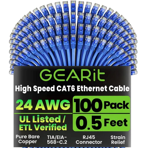 Vista 18 de GEARit Cables de conexión Cat6 de 0.5 pies, cable Ethernet Cat 6 Negro