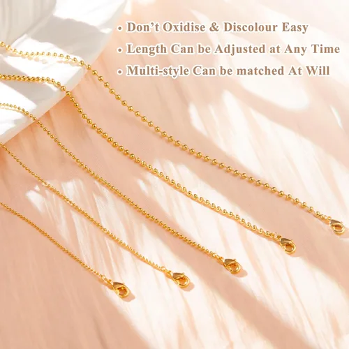 Vista 6 de Pulseras de oro para mujer, juego de pulseras delicadas para mujer, a la moda, pulseras de oro apiladas con cuentas, cubano, clip de papel, corazón