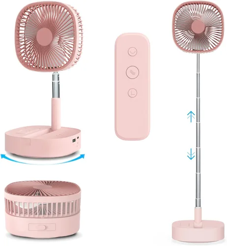 Magesh Ventilador de pedestal oscilante portátil y remoto, rotación de 120°, ventilador plegable 3 en 1, ventilador de escritorio, antideslizante