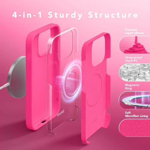 Vista 567 de GONEZ Funda magnética para iPhone 14, compatible con Magsafe, con protector de pantalla + protector de cámara, forro de microfibra antiarañazos