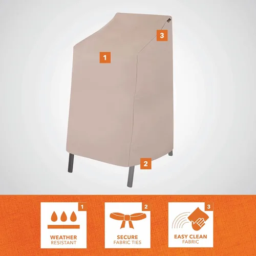 Vista 4 de Modern Leisure Chalet Funda para Silla de Bar ApilableRespaldo Alto - Tela Resistente a la Intemperie - Protección de Muebles de Exterior Perfecta
