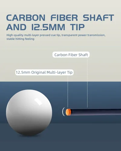 Vista 52 de KONLLEN Carbon Fiber Pool Cue Stick 58-inch Professional Pool Sticks Low Deflection Pool Cue for Adults Ultra-Smooth Billiard Cues with 12.5mm Tip