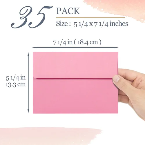 Vista 4 de Sobres de 5 x 7 pulgadas para invitaciones, paquete de 40 sobres A7 para tarjetas de 5 x 7, sobres de invitación de colores, rosa, 5 1/4 x 7 1/4