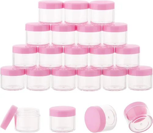 Vista 11 de Tarros cosméticos de plástico de 0.71 oz con tapas, 20 recipientes pequeños para cosméticos, recipientes de muestra de tamaño de viaje, tarros Negro