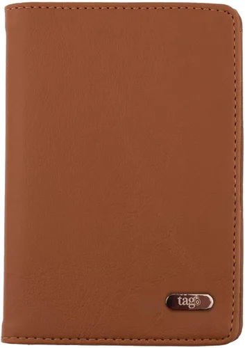 tag8 Soporte y buscador de pasaporte, funda de cuero genuino para pasaporte, tecnología de bloqueo RFID para proteger el pasaporte de daños, funda