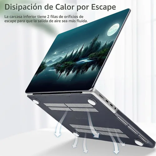 Vista 3 de Tuiklol - Funda para MacBook Pro de 14 pulgadas, versión 2026, 2025, 2024 Noche bosque oscuro