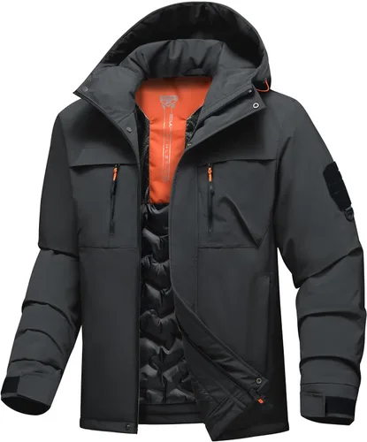 Vista 7 de Chaqueta de invierno para hombre impermeable para esquí y nieve resistente al viento para snowboard chubasquero con capucha con forro cálido