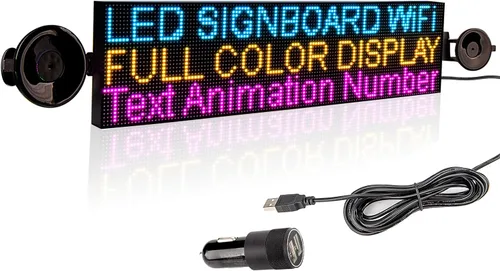 Vista 9 de Tablero de mensajes LED P2.5 a todo color para automóvil, aplicación de conexión Wifi, texto de soporte de cartelera LED programable, imágenes