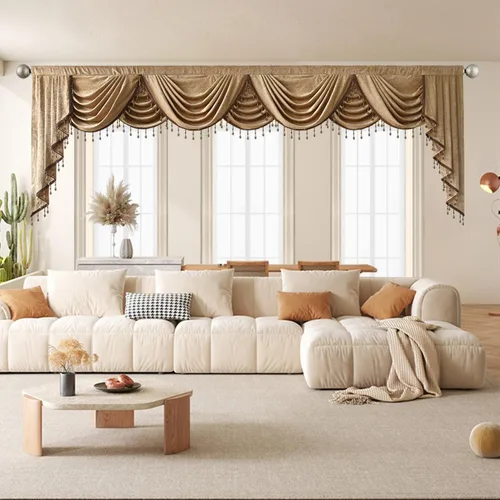 Vista 26 de Gxi Cenefa de cortina de terciopelo beige burdeos para ventanas de cocina, cenefas de cascada de terciopelo, cortinas de ventana para sala de estar