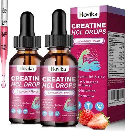 Vista 10 de Gotas líquidas de creatina HCL para hombres y mujeres, clorhidrato de creatina con L-carnitina, L-glutamina, BCAA, vitamina B12 y B6