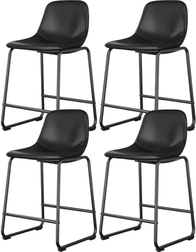 Vista 16 de Rfiver Taburetes de bar de cuero sintético PU Set de 2, Taburetes de pub industriales con respaldo y reposapiés, Sillas de bar modernas sin brazos
