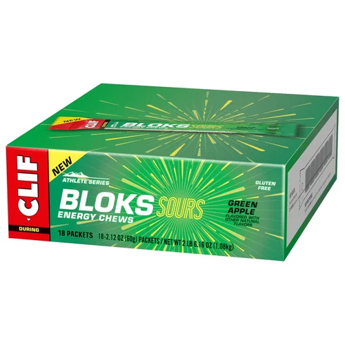 Vista 11 de Clif Bloks Sours - Sabor manzana verde - Masticables energéticos - Sin OGM - A base de plantas - Combustible rápido para ciclismo y correr