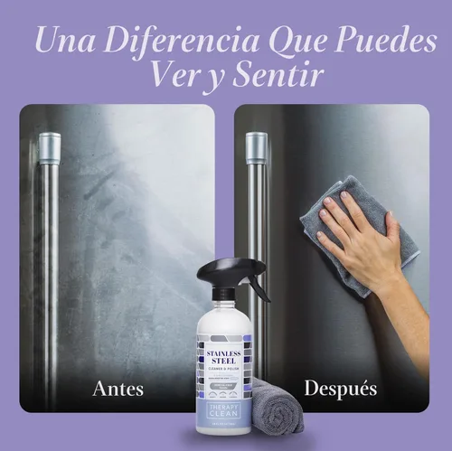 Vista 5 de Limpiador y abrillantador de acero inoxidable Therapy con gamuza de microfibra grande, 16 fl. oz.