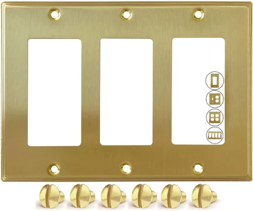 Vista 28 de Rio Salto BRASS Deco Collection - Placa de pared ciega de metal dorado de tamaño estándar, cubierta de salida resistente a la corrosión