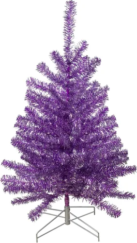 Vista 11 de 3' Metallic Pink Tinsel Artificial Christmas Tree - Unlit