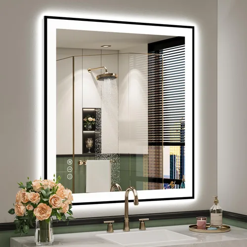 Vista 96 de Espejo de baño LED de 20 x 30 pulgadas con luces delanteras y retroiluminadas, espejo de tocador iluminado para pared de baño con 3