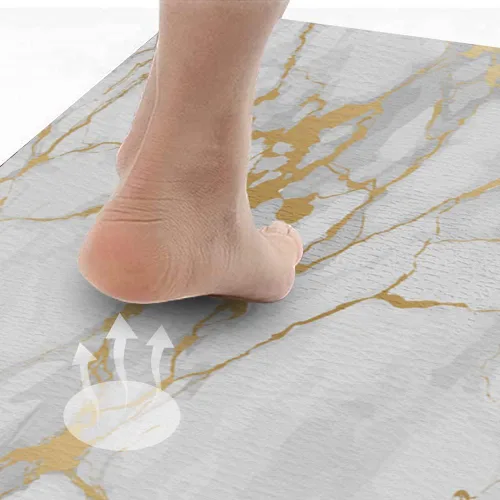 Vista 6 de Mrcrypos Tapete de cocina pequeño con diseño de mármol de oro blanco para piso, tapete de cocina de cuero de PVC, impermeable, acolchado